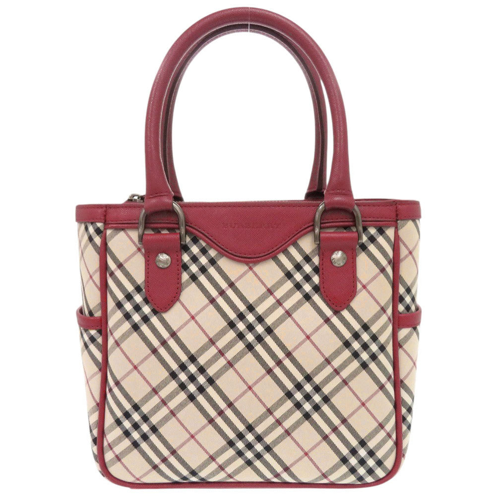 Burberry Nova Check Women Handbag Leather Canvas Red Travel Bag