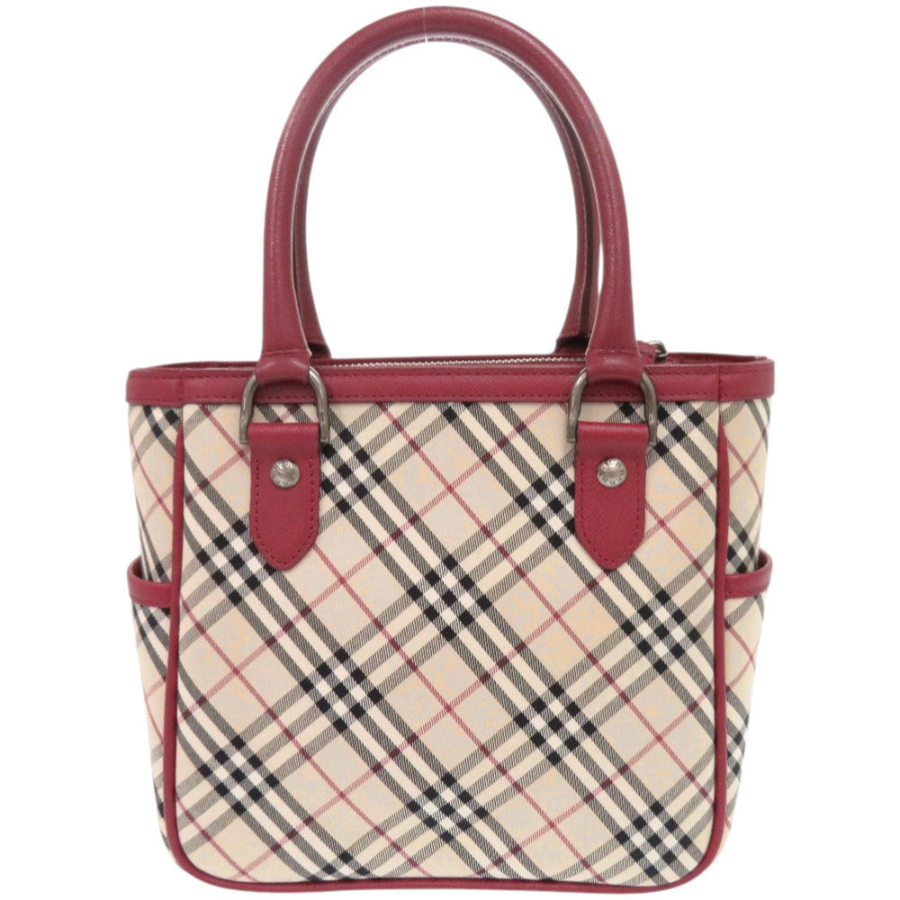 Burberry Nova Check Women Handbag Leather Canvas Red Travel Bag