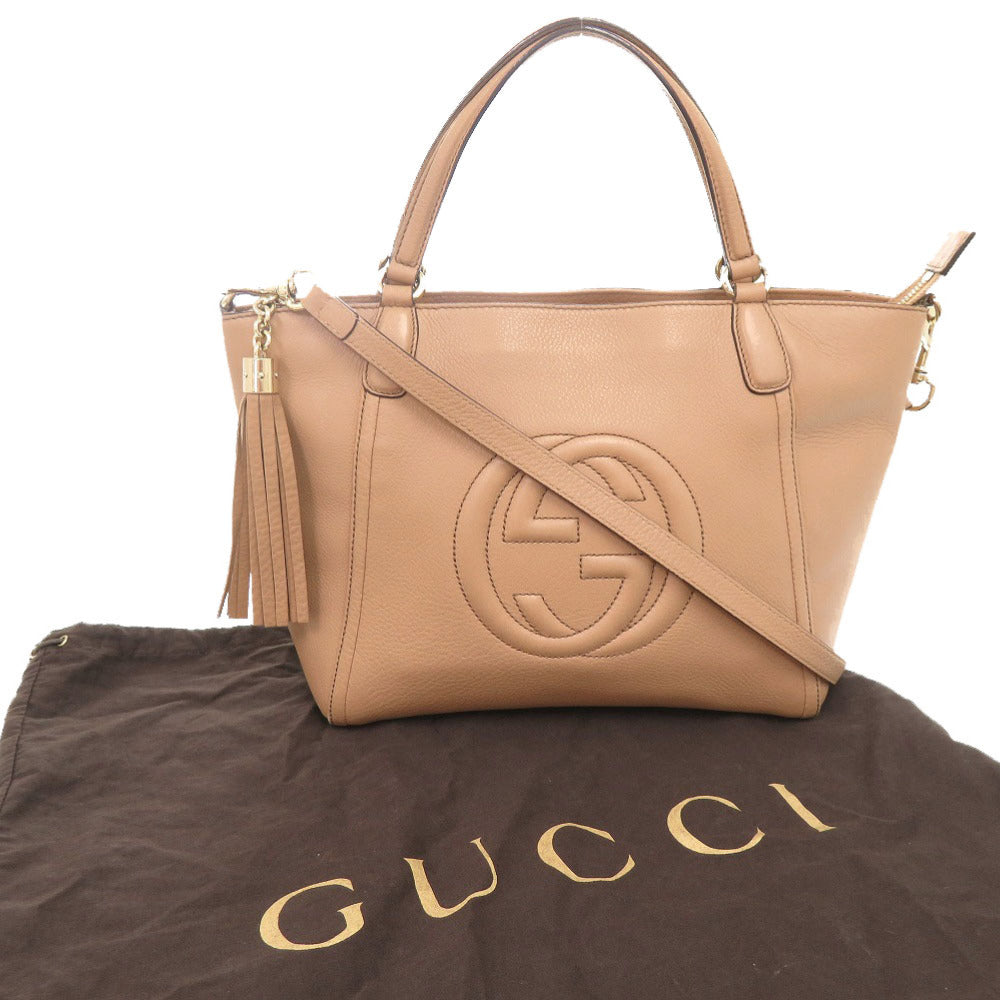 Gucci Soho Leather Beige Pink Handbag