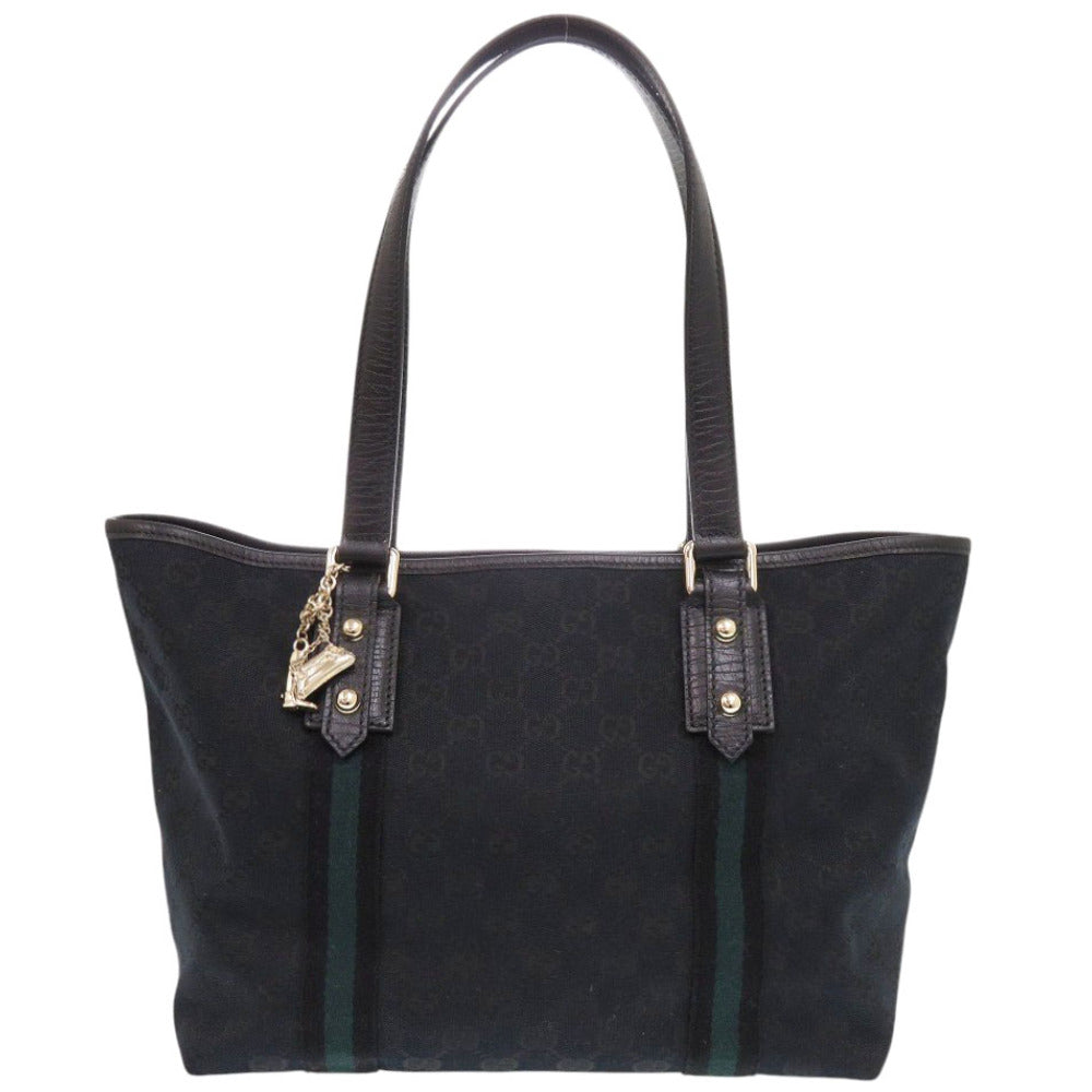 Gucci GG Sherry line Canvas Black Tote Bag