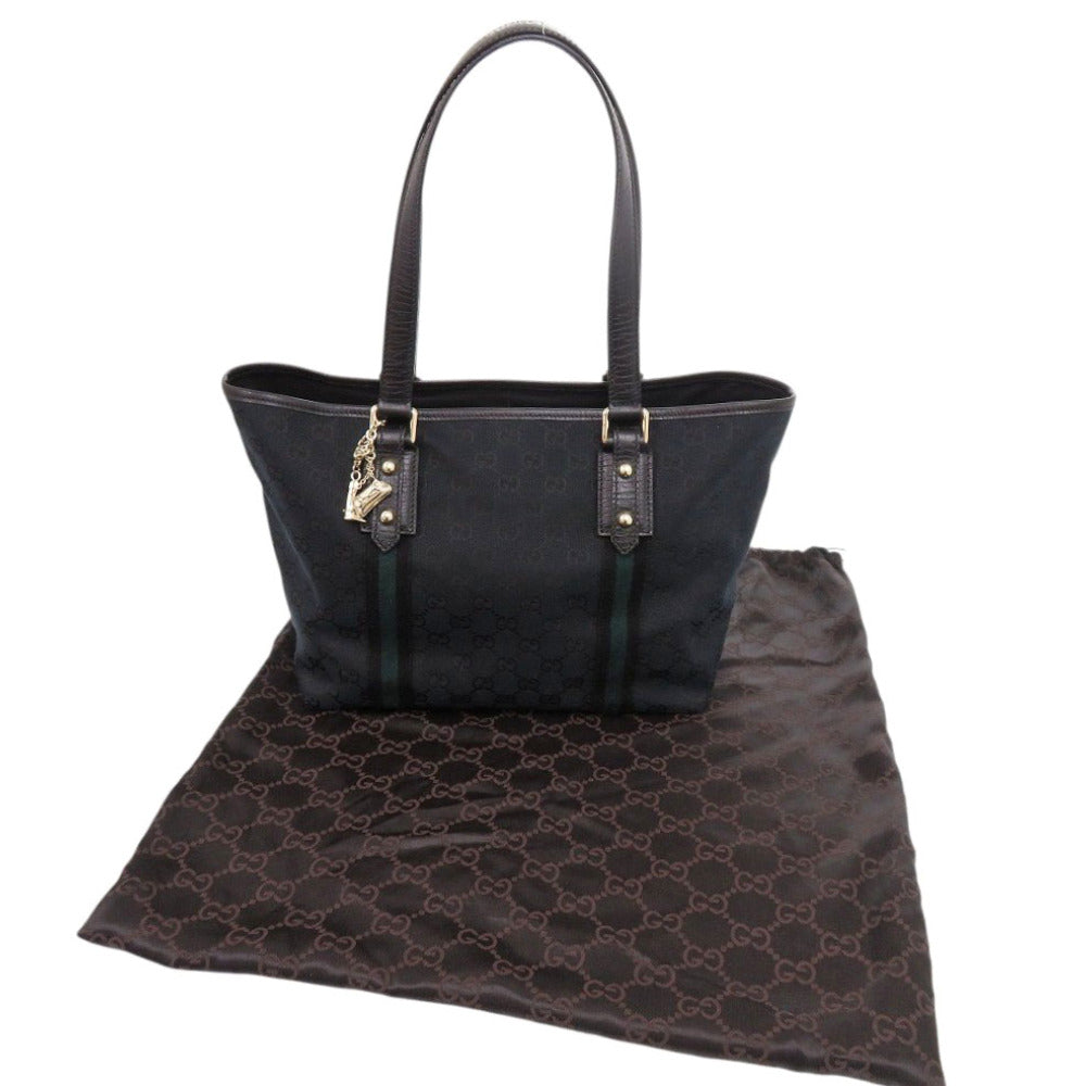 Gucci GG Sherry line Canvas Black Tote Bag