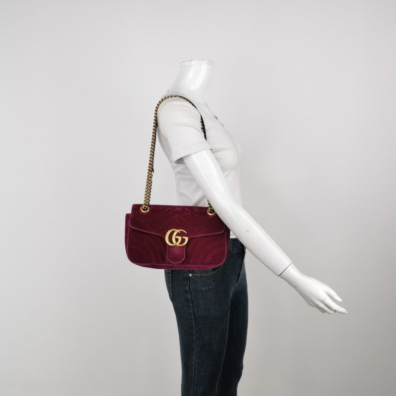 Gucci Marmont Velvet Pink Small Flap Travel Bag