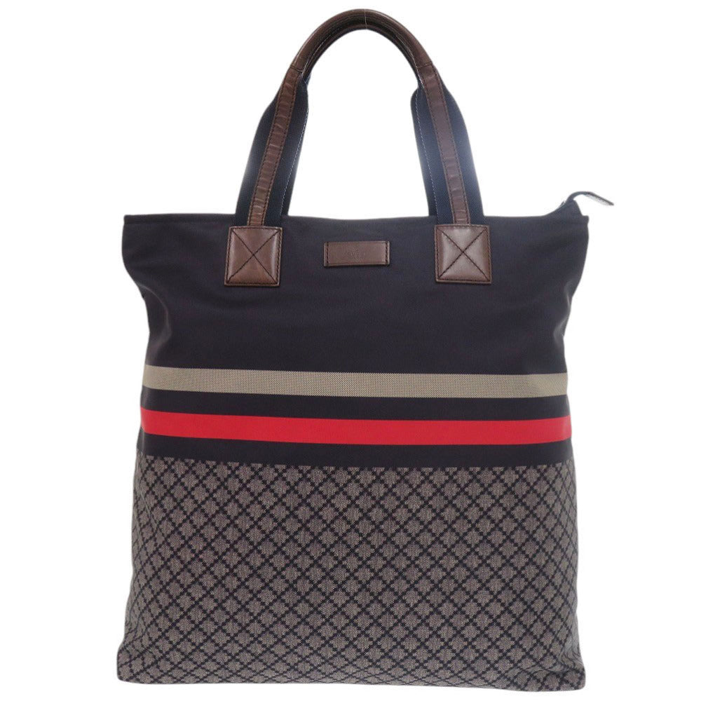 Gucci Diamante Leather Nylon Navy Tote Bag