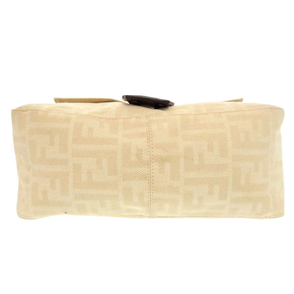 Fendi Shoulder Bag Mamma Zucca Pattern Women Leather Canvas Beige