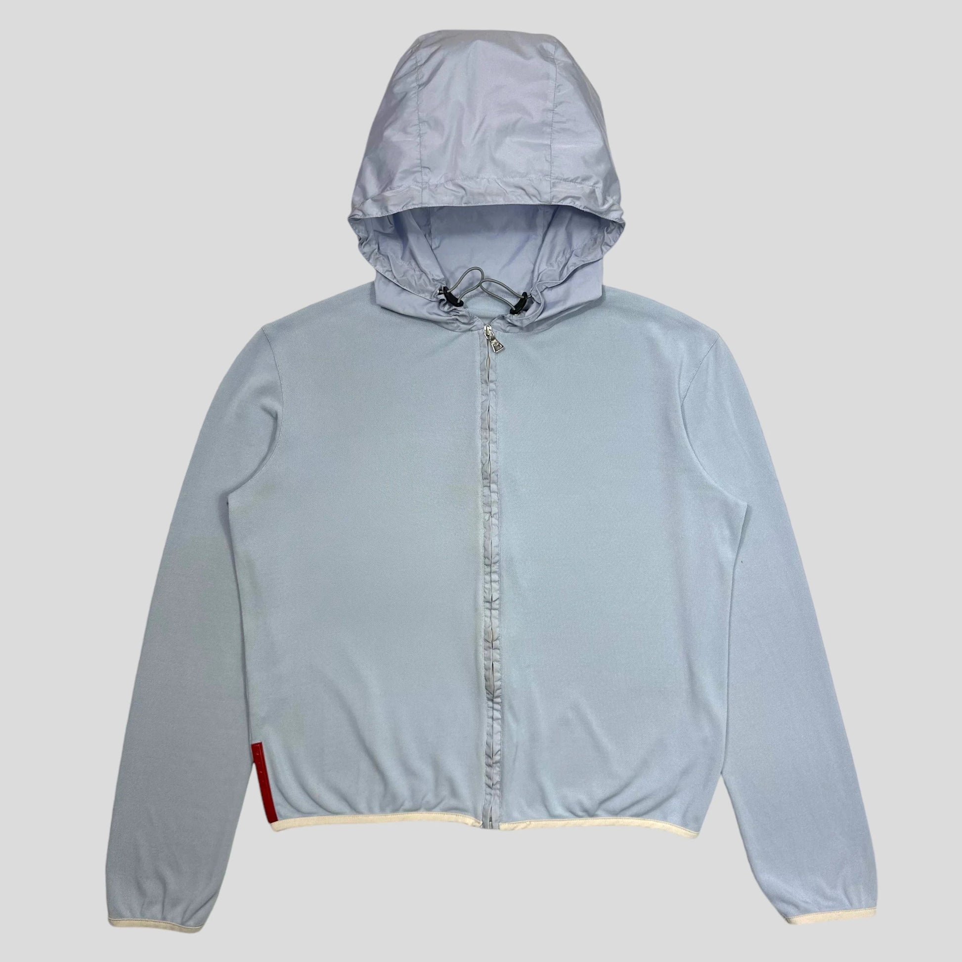 Prada Handbag Sport Mesh Cropped Technical Hoodie - M Blue Baby