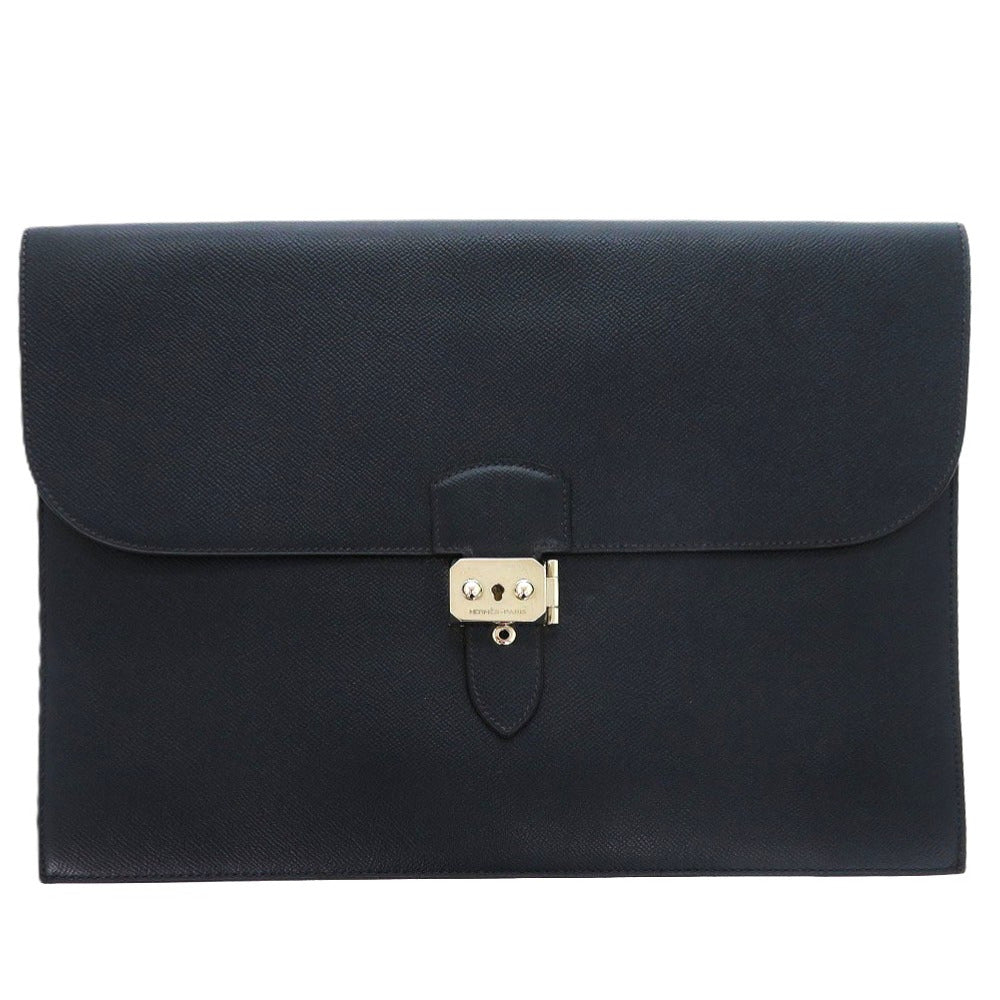 Hermes Clutch Bag Courchevel Sac Adepeche Navy