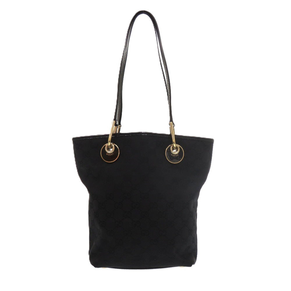 Gucci GG , GG Leather Canvas Black Tote Bag