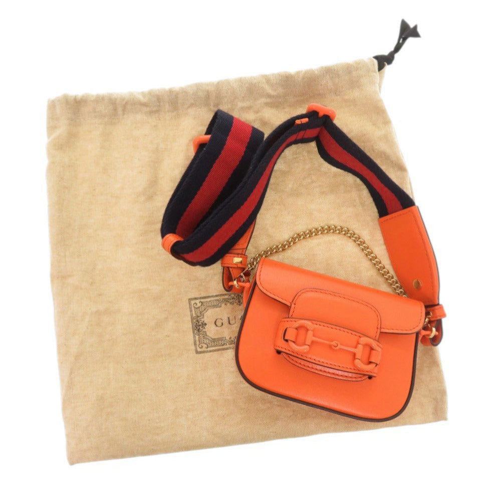 Gucci Horsebit Leather Orange Shoulder Bag
