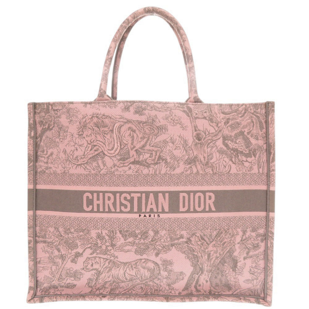 Dior Christian Tote Bag Book Tote Canvas Pink