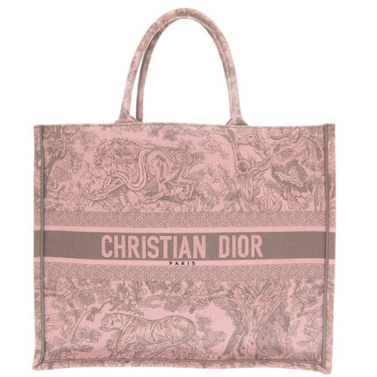 Dior Christian Tote Bag Book Tote Canvas Pink