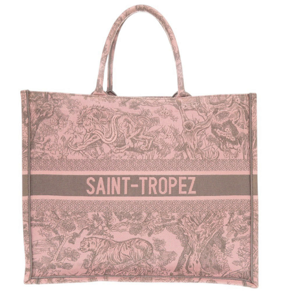 Dior Christian Tote Bag Book Tote Canvas Pink