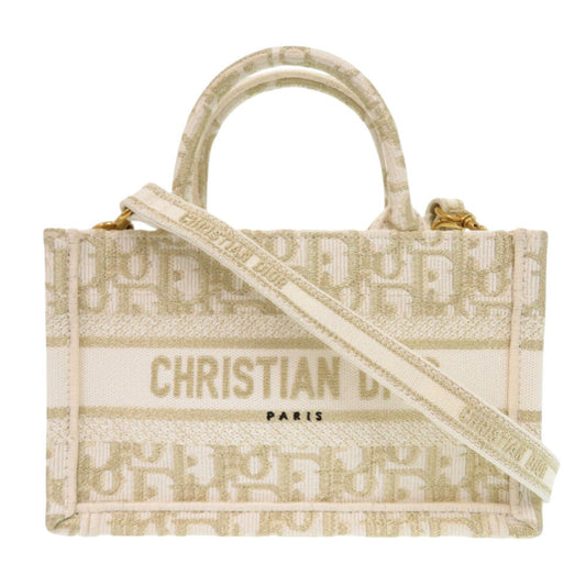 Dior Christian Handbag Oblique Book Tote Canvas White Tote Bag