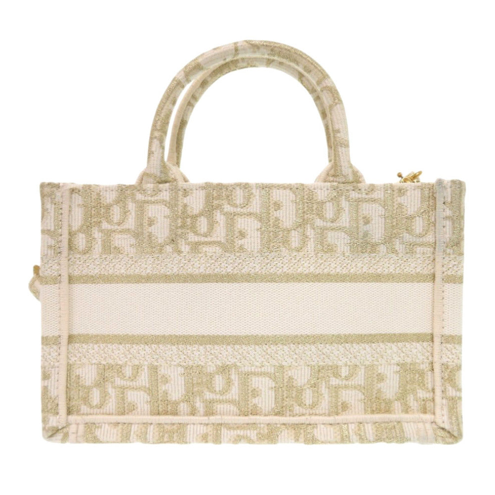 Dior Christian Handbag Oblique Book Tote Canvas White Tote Bag