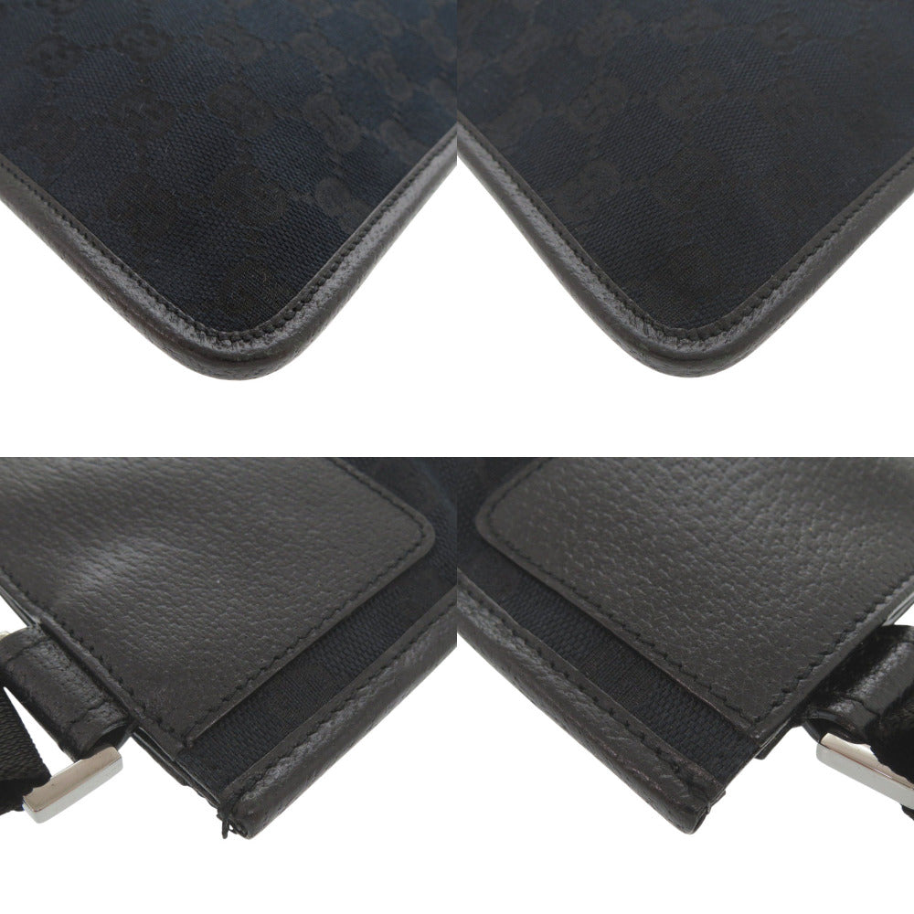 Gucci GG Leather Canvas Black Shoulder Bag