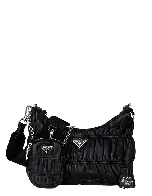 Prada Handbag Re-Edition Nappa Gaufré Crossbody Bag Leather Black Shoulder Bag