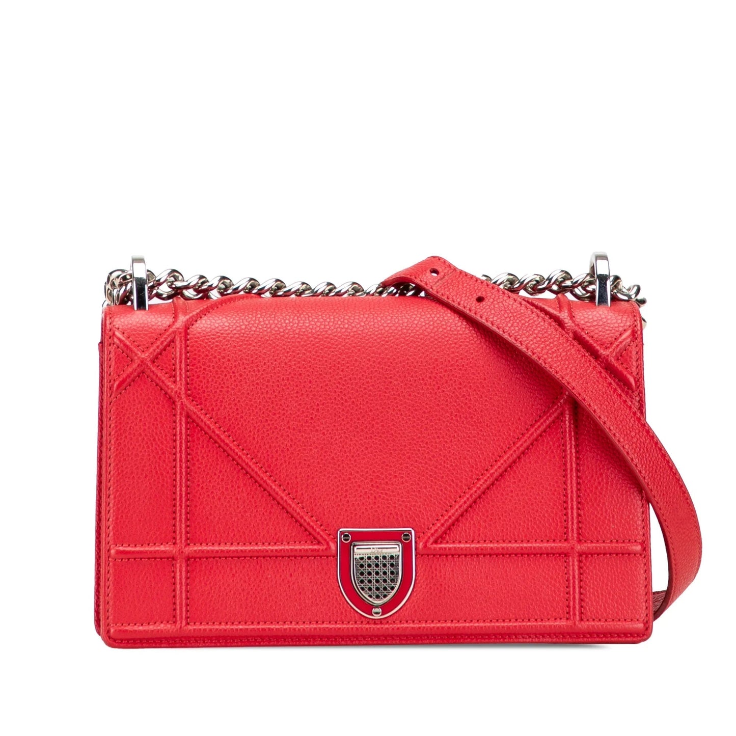 Dior Handbag Grained Calfskin ama Crossbody Bag Red Small Flap
