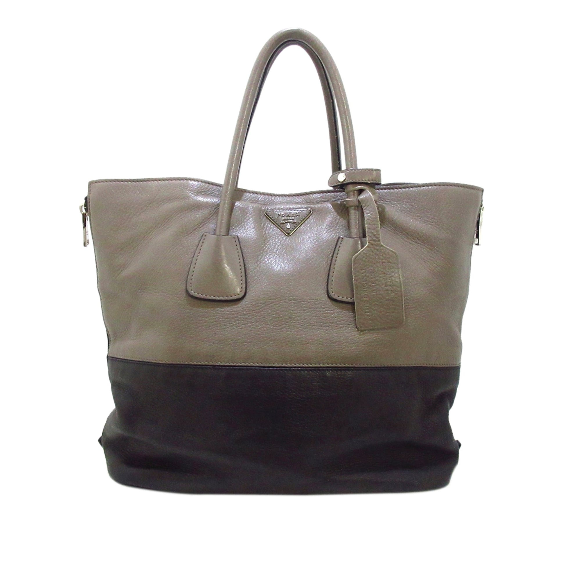 Prada Glace Calf Zippers Tote Bag Black Tote Bag 1