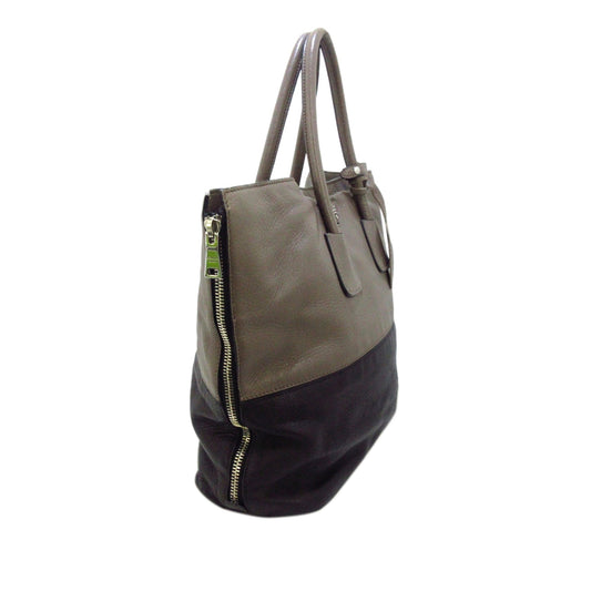 Prada Glace Calf Zippers Tote Bag Black