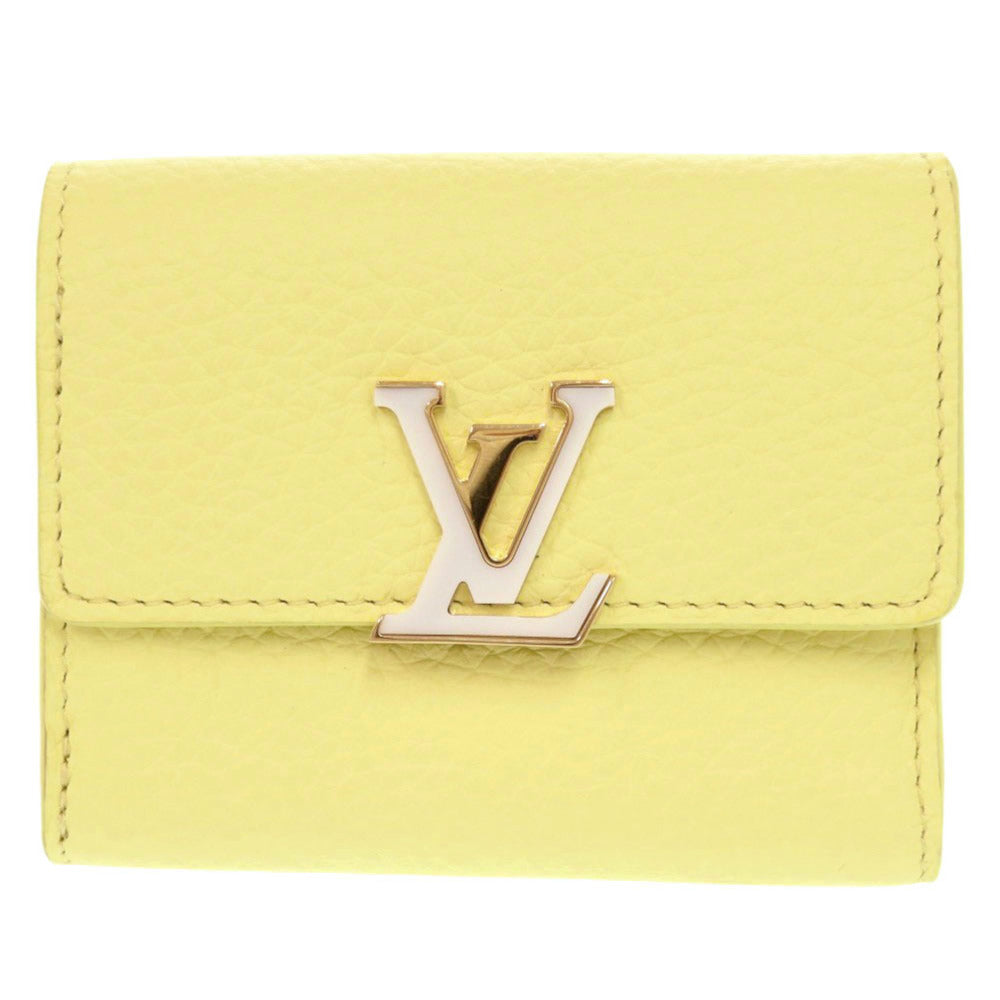 Louis Vuitton Tri-fold M83610 Taurillon Clemence yellow Leather Wallet Case
