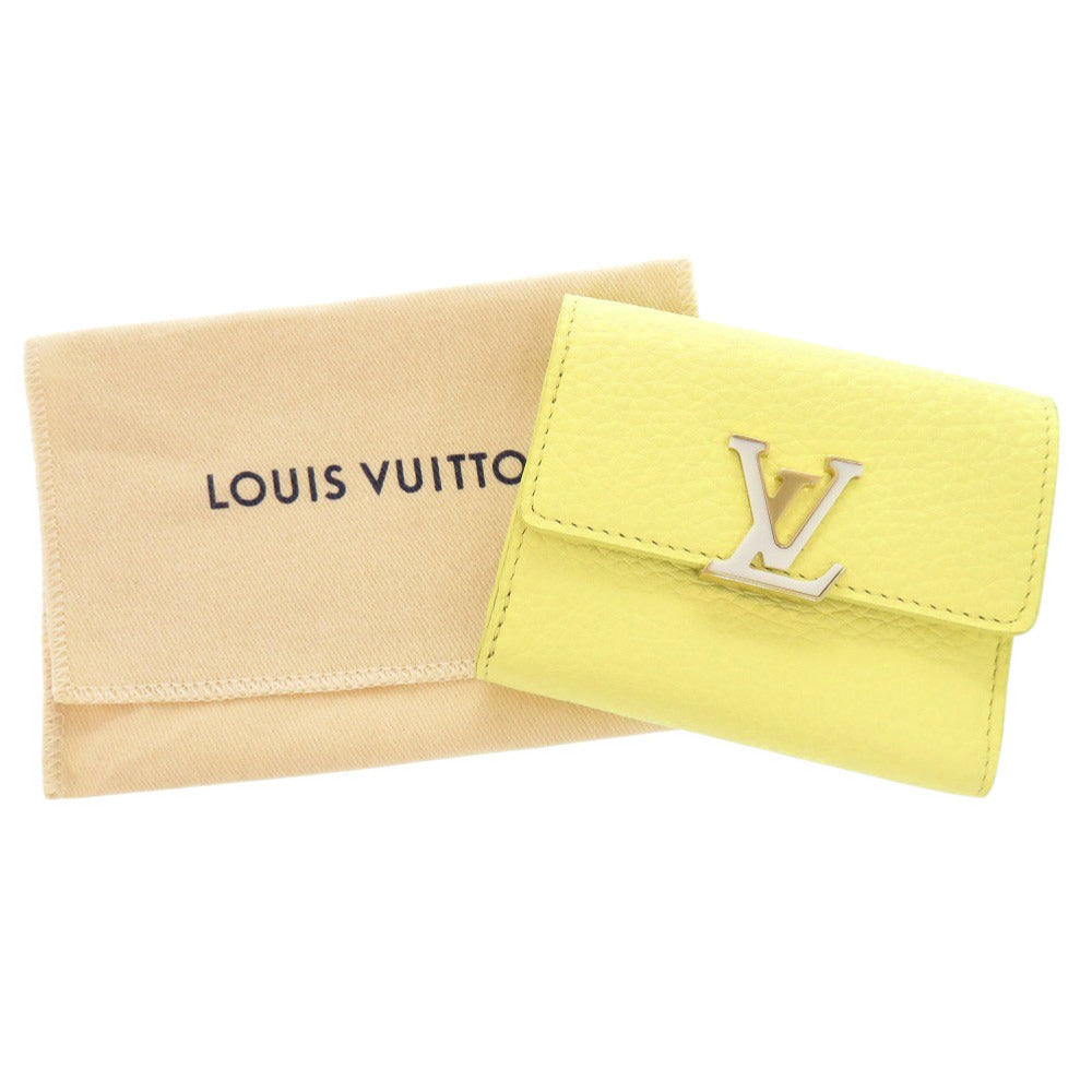 Louis Vuitton Tri-fold M83610 Taurillon Clemence yellow Leather Wallet Case