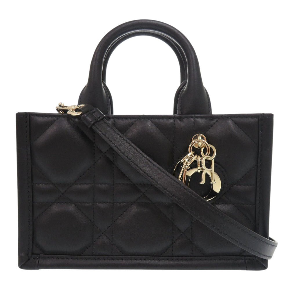 Dior Christian Handbag Calfskin Way Macrocannage Book Tote Black Mini Tote Bag