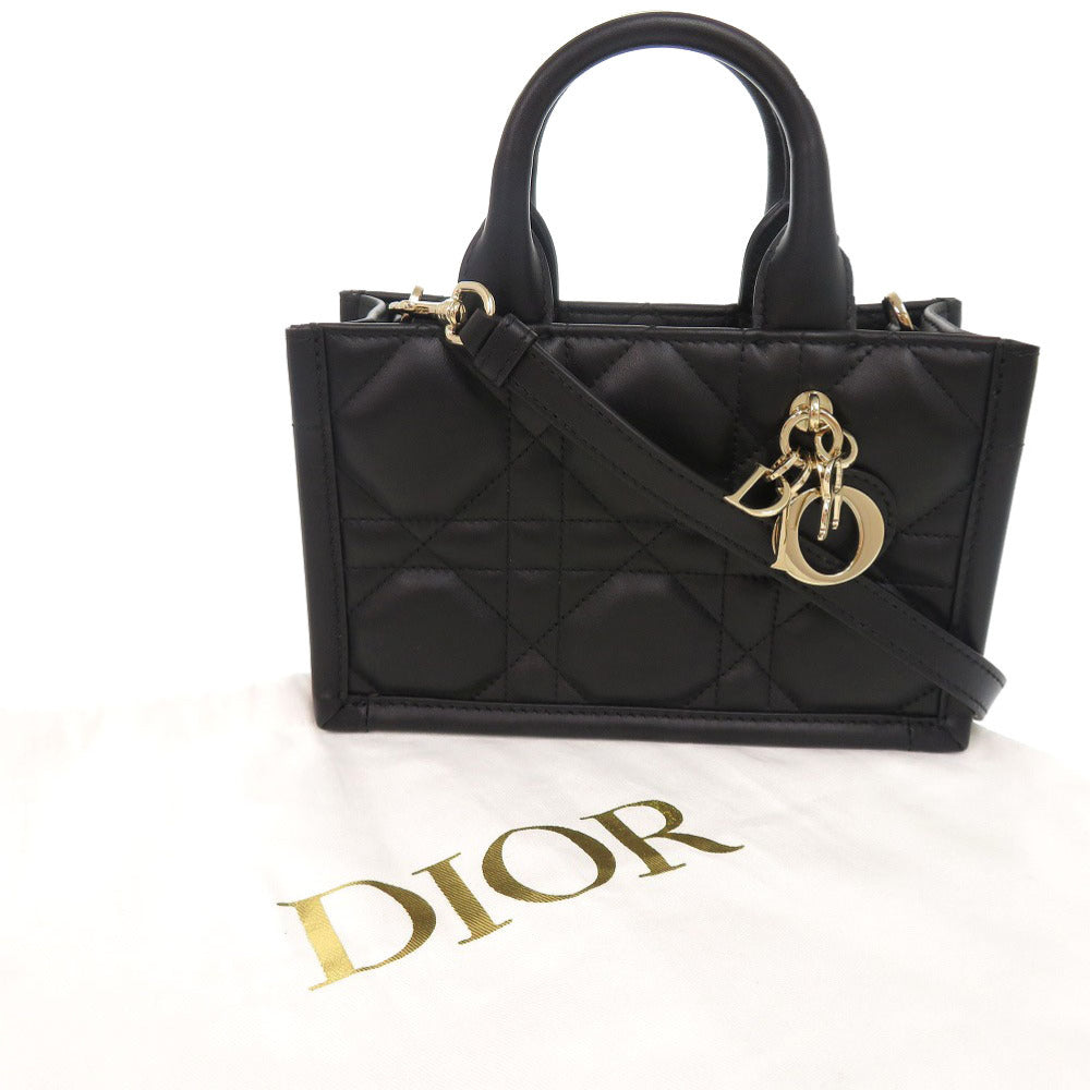 Dior Christian Handbag Calfskin Way Macrocannage Book Tote Black Mini Tote Bag