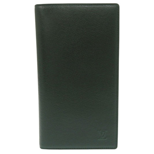 Louis Vuitton Long Purse Taiga Bill Compartment Green Wallet Case
