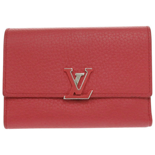 Louis Vuitton Tri-fold M62158 Portefeuille Capsino Compact Leather Red Wallet Case