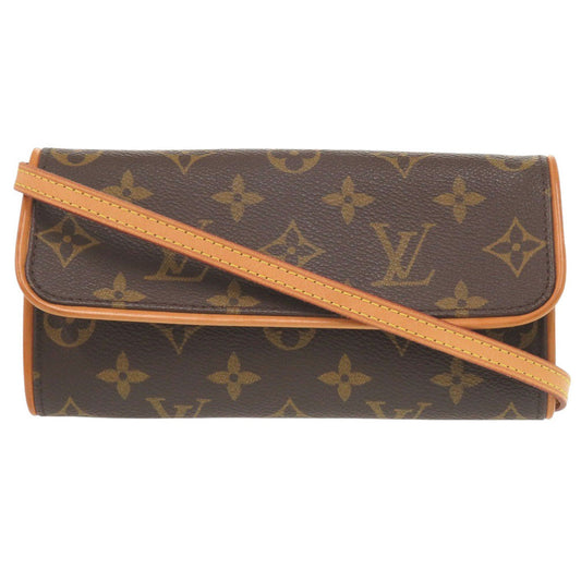 Louis Vuitton M51854 Pochette Twin PM Monogram Canvas Brown Shoulder Bag 7X1441Gz5K21