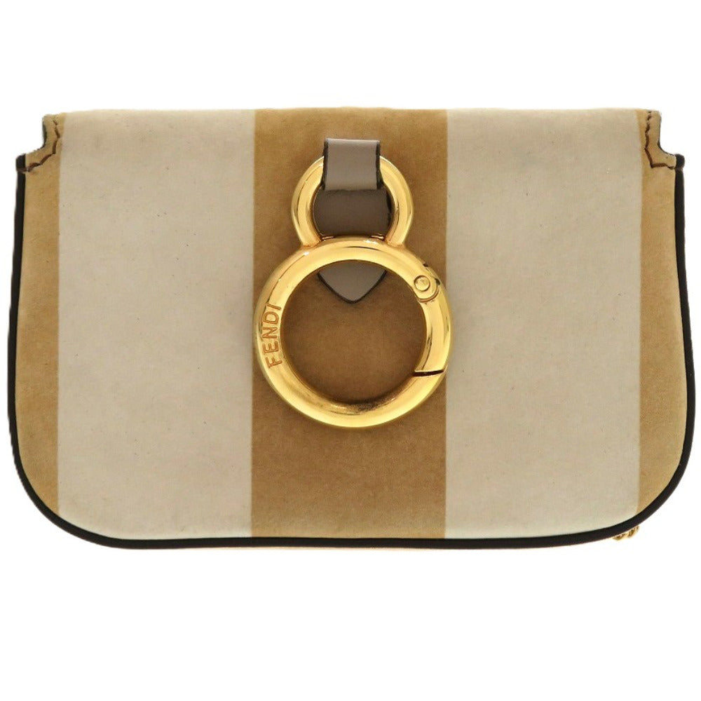 Fendi Shoulder Bag 7Ar844 Nano Suede Beige Bucket