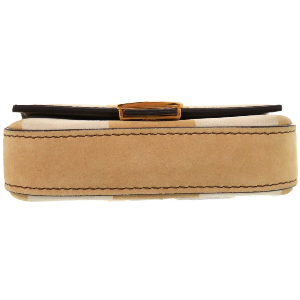 Fendi Shoulder Bag 7Ar844 Nano Suede Beige Bucket