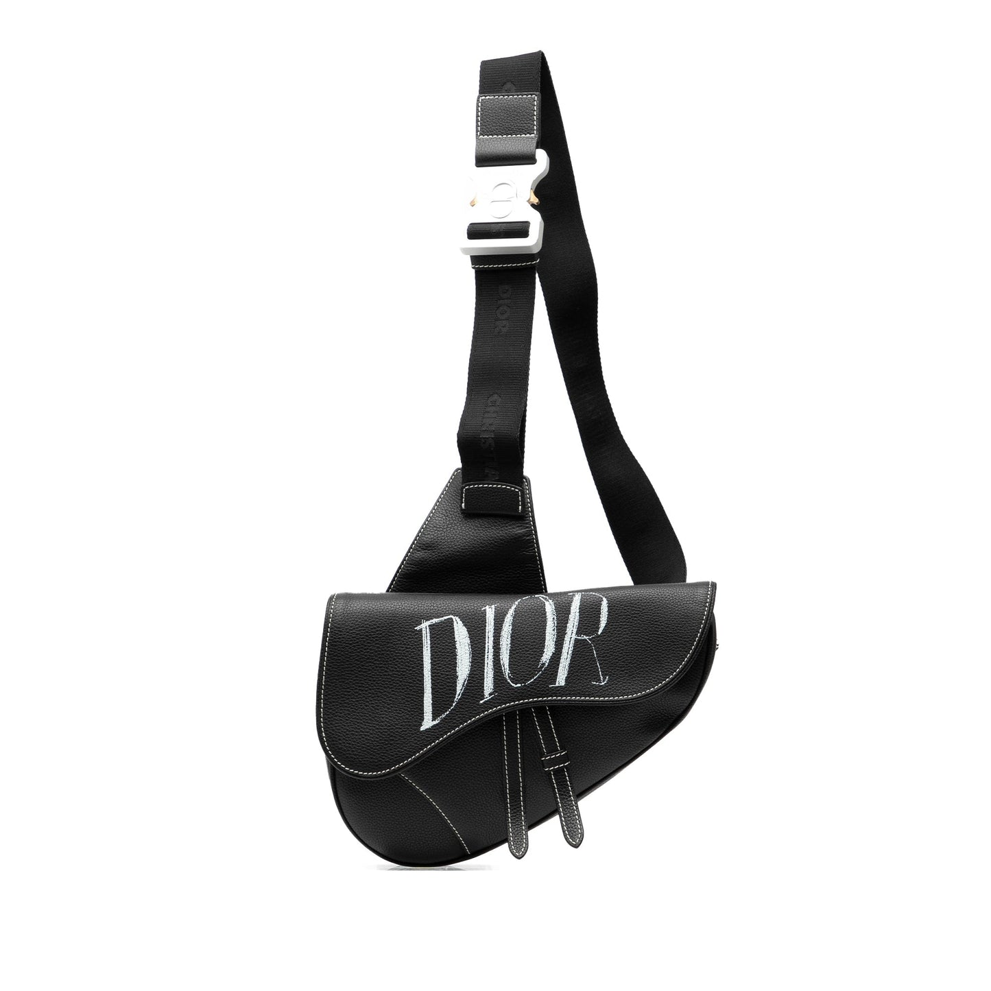 Dior Handbag Alex Foxton Grained Calfskin Saddle Bag Black Crossbody Bag