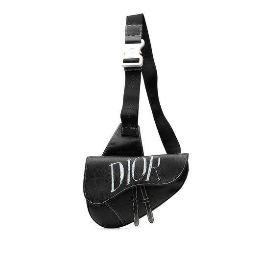 Dior Handbag Alex Foxton Grained Calfskin Saddle Bag Black Crossbody Bag