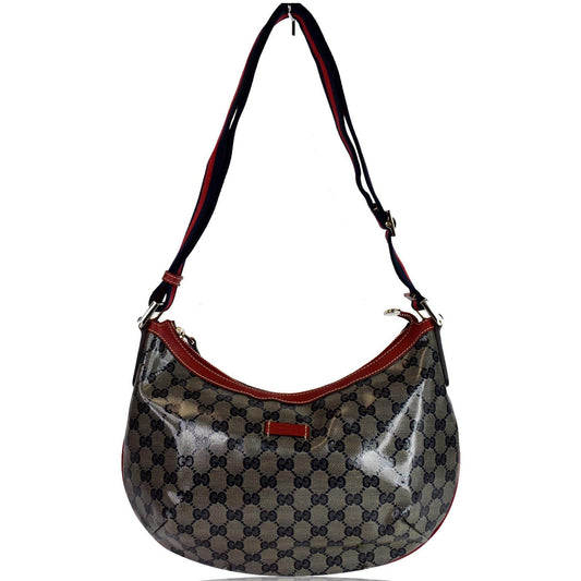 Gucci Web Messenger Bag Navy Canvas Red Crossbody Bag