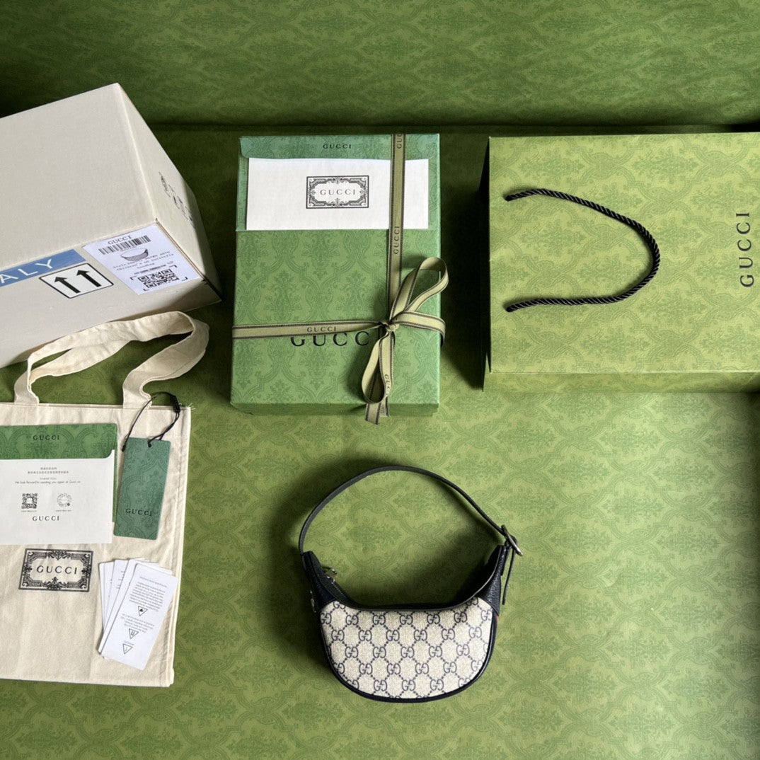 gg Ophidia gg Supreme Canvas Beige Blue Mini Bag