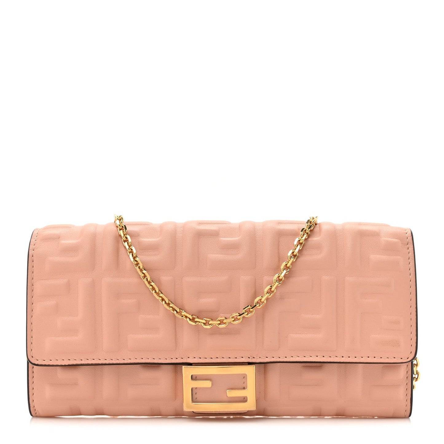 Fendi Shoulder Bag Nappa Matisse FF Continental Wallet On Leather Pink Baby