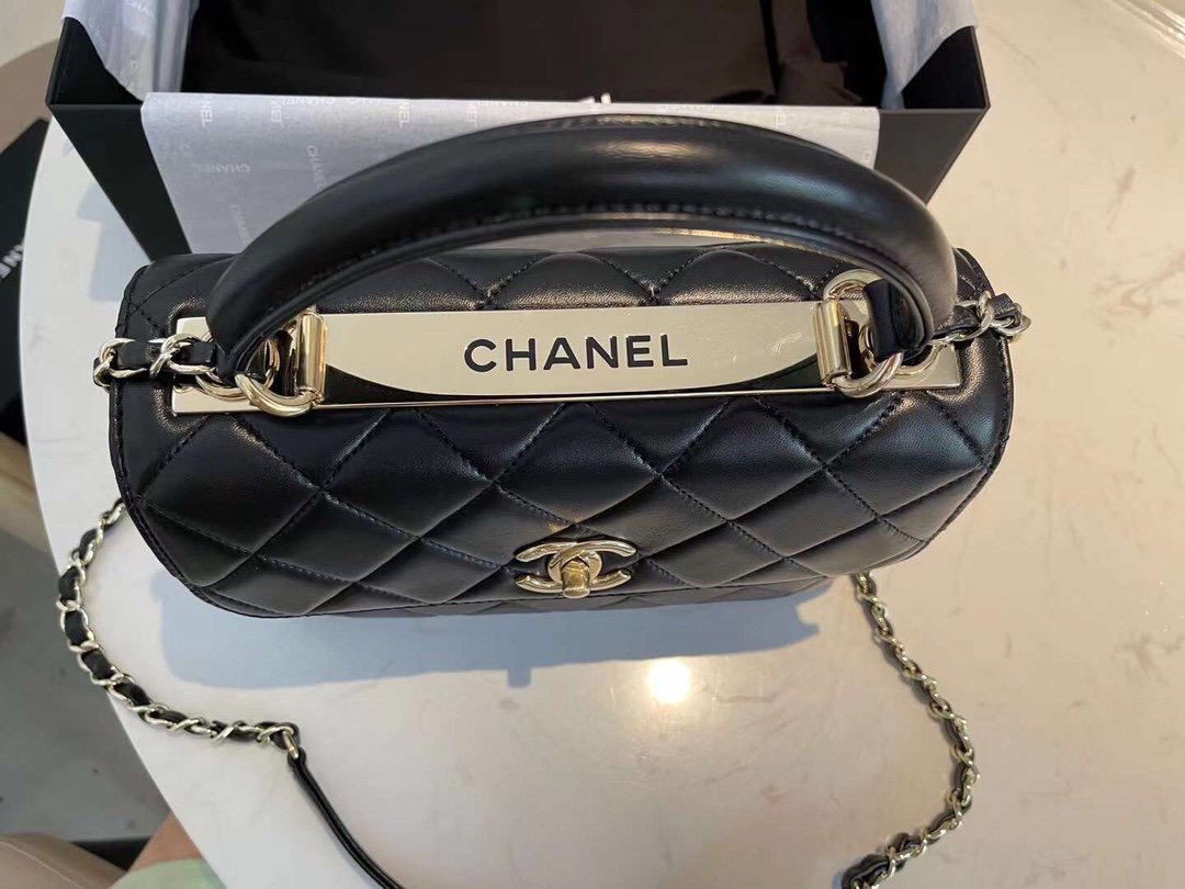 CHL Classic Top Qualityap Toned Black Gold Flap Travel Bag