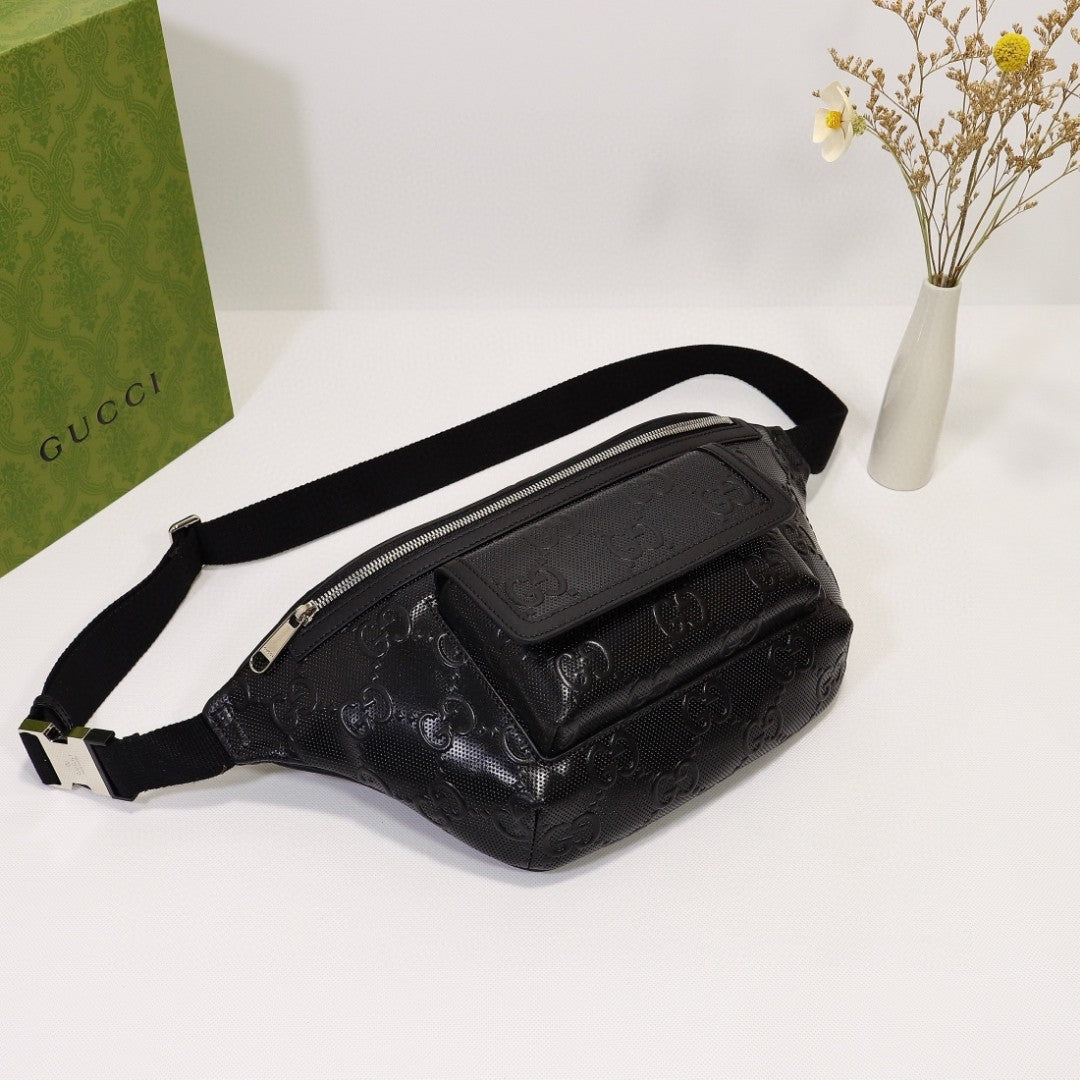 gg Embossed Belt Men 11in Black Accessory