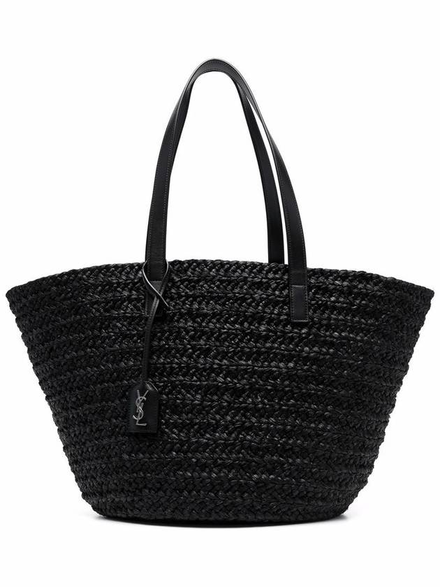 YSL Saint Laurent Saint Laurent Trending Pannier Tote Bag Raffia Black