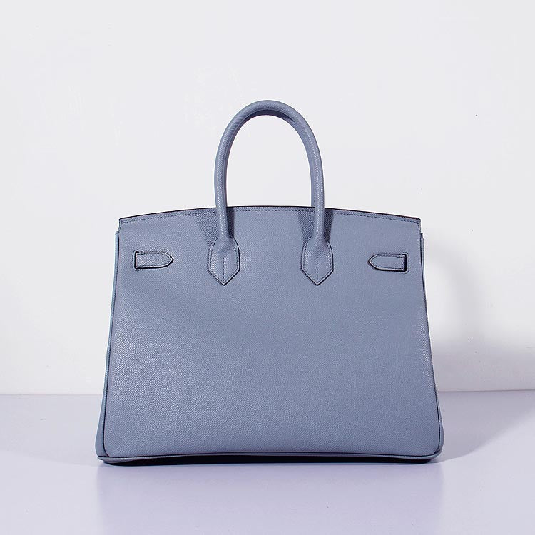Hermes Luxury Cm Birkin Bag Epsom Lin Leather Blue Travel Bag