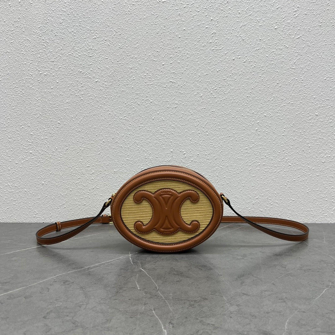 Top Quality Oval Bag Cuir Triomphe In Tan Travel Bag 198602Du802Nt 4332