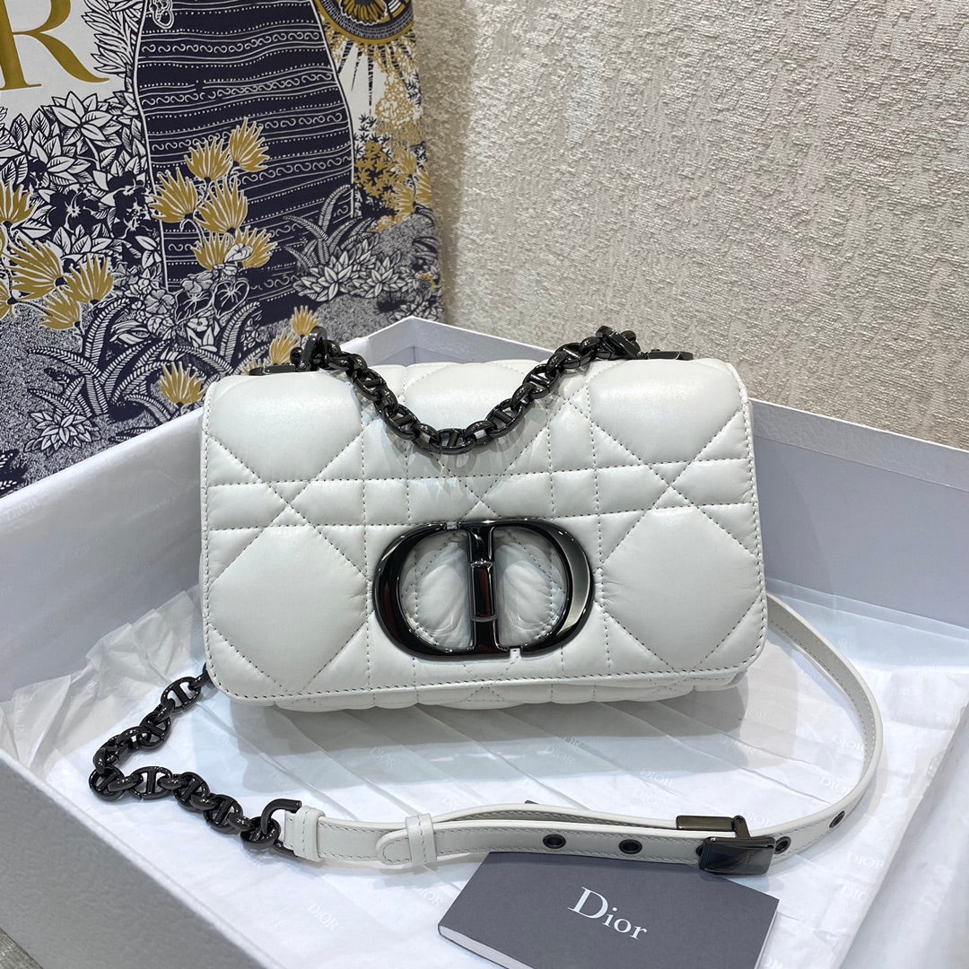 Caro Latte Matte Padded Macrocannage White Mini Crossbody Bag