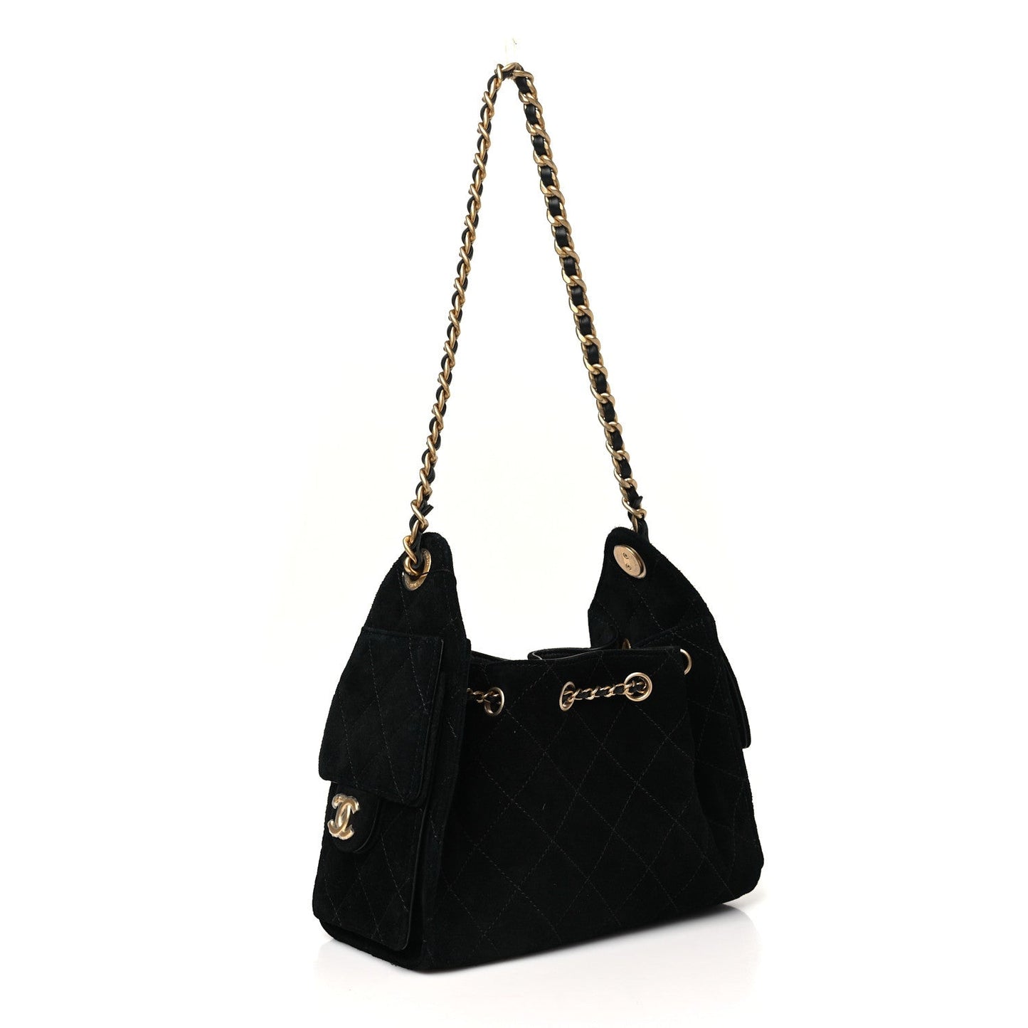 Chanel Suede Quilted Mini 25 Handbag Black