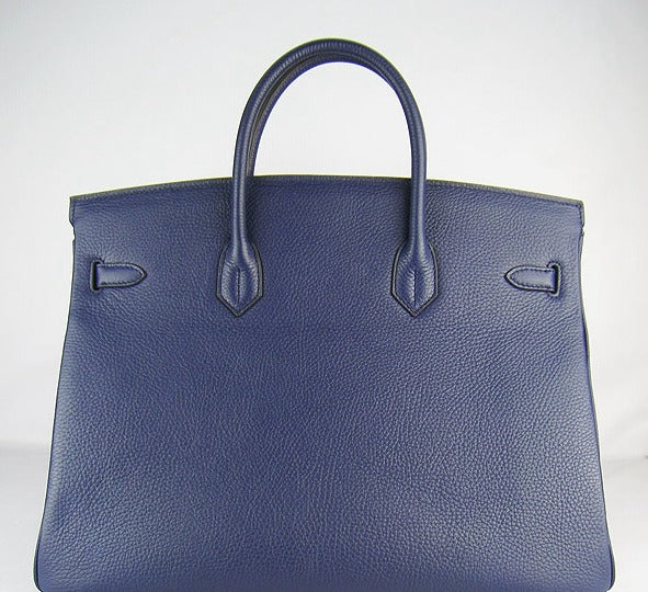 Hermes Luxury Birkin Cm Togo Handbags Dark Golden Leather Blue Travel Bag