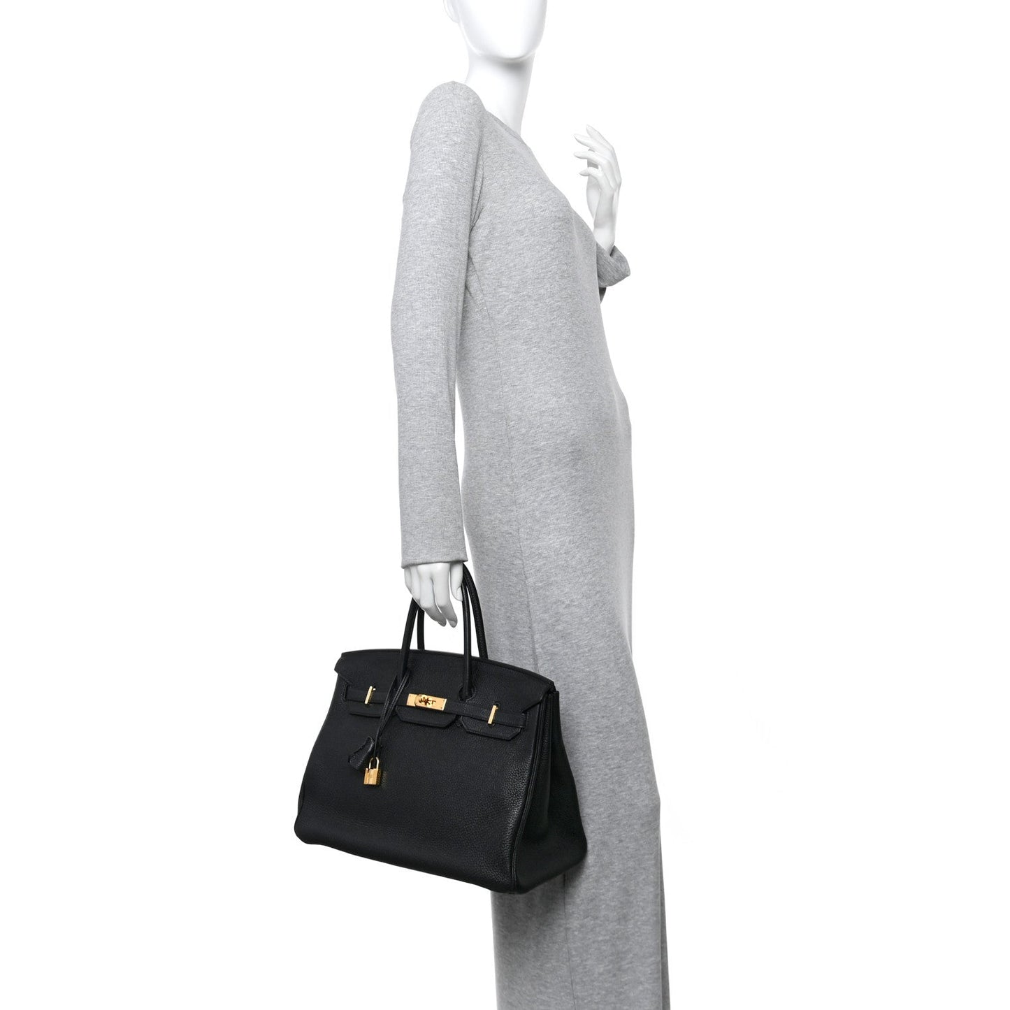 Hermes Togo Birkin Handbag Black Travel Bag 35 Black 1767496
