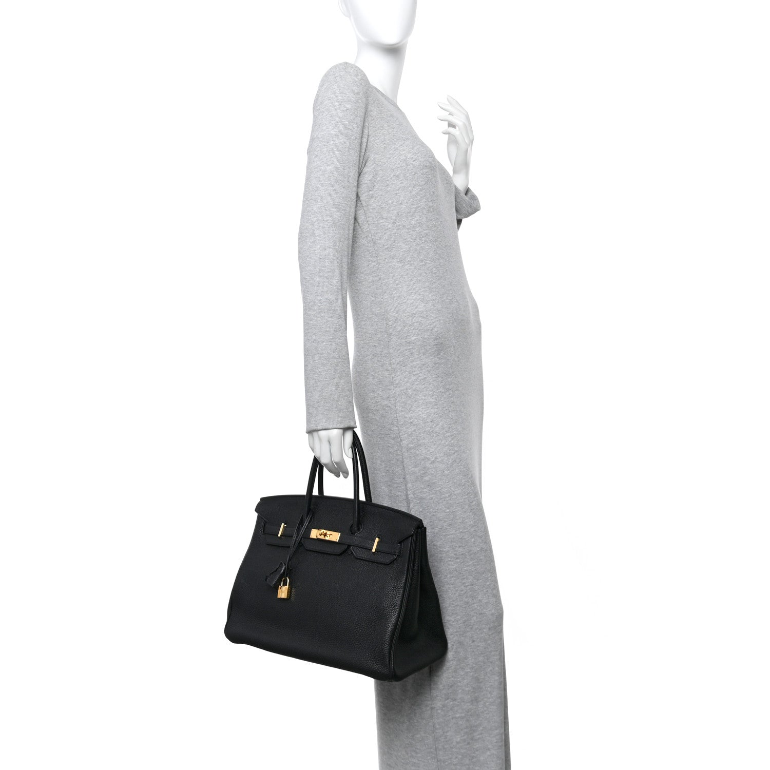 Hermes Togo Birkin Handbag Black Travel Bag 35 Black 1767496