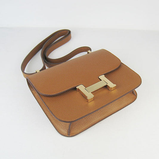 Hermes Luxury Constance Cowskin Bag H Light Coffee Leather Gold Travel Bag