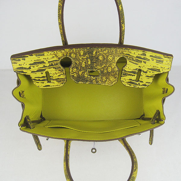 Hermes Luxury Birkin Ladies Lizard Yellow Bag Leather Travel Bag