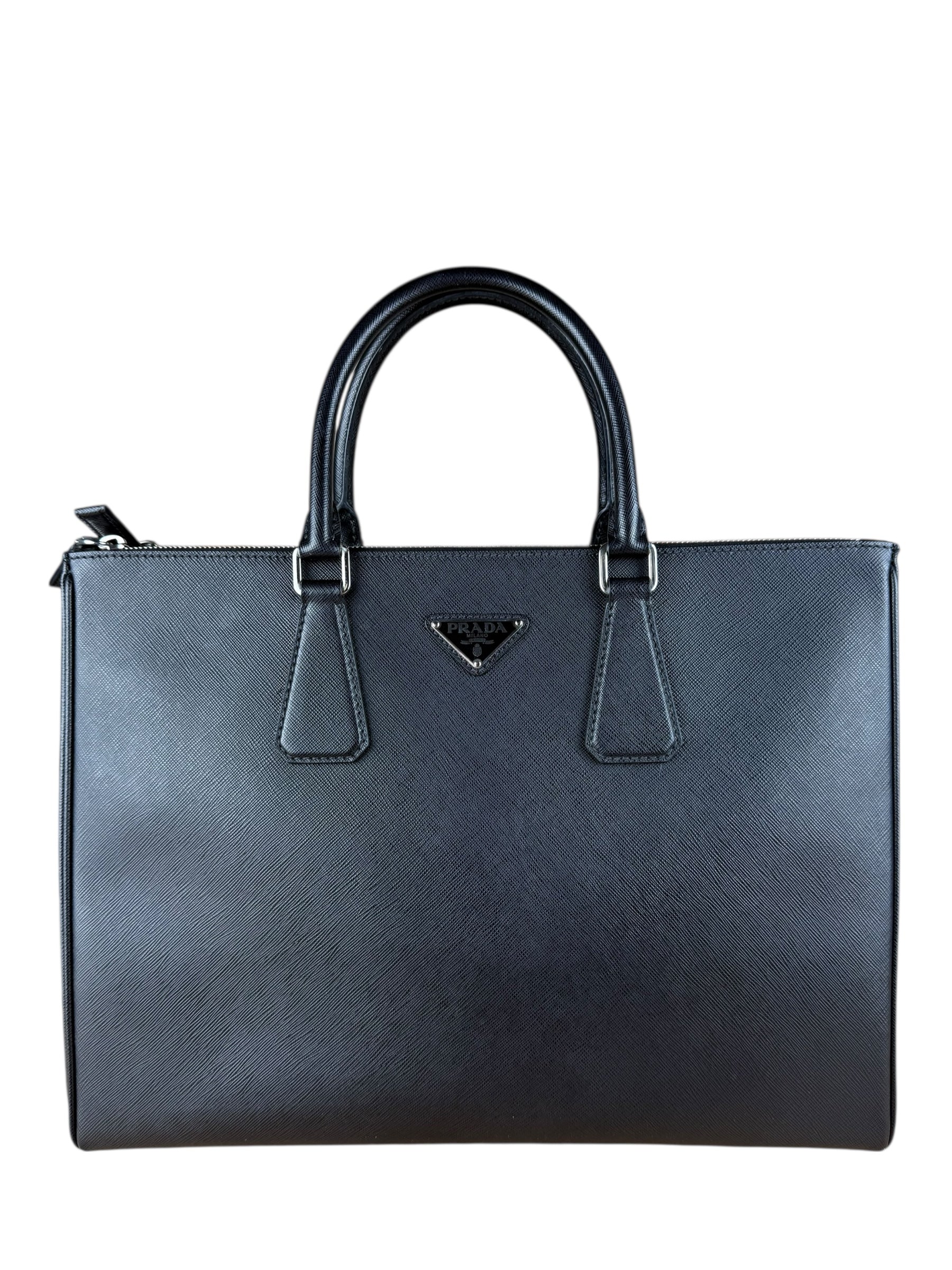 Prada Handbag Galleria Tote Leather Saffiano Black Tote Bag
