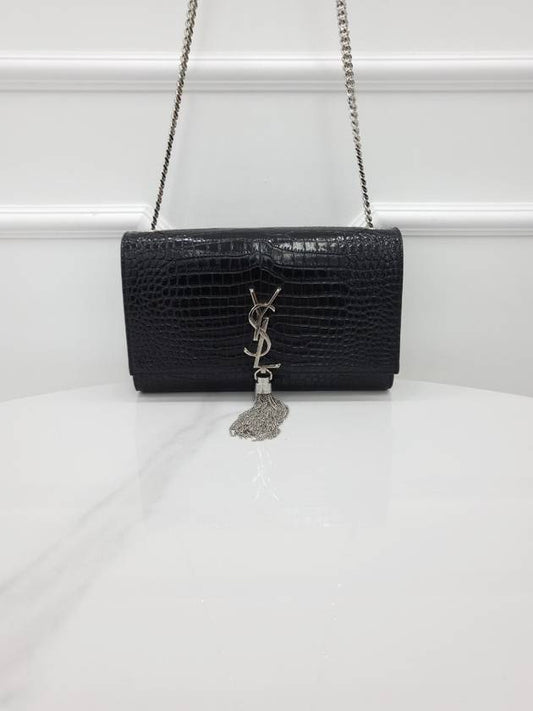 YSL Saint Laurent Saint Laurent Trending Crocodile Kate Tassel Bag Medium Chain Travel Bag